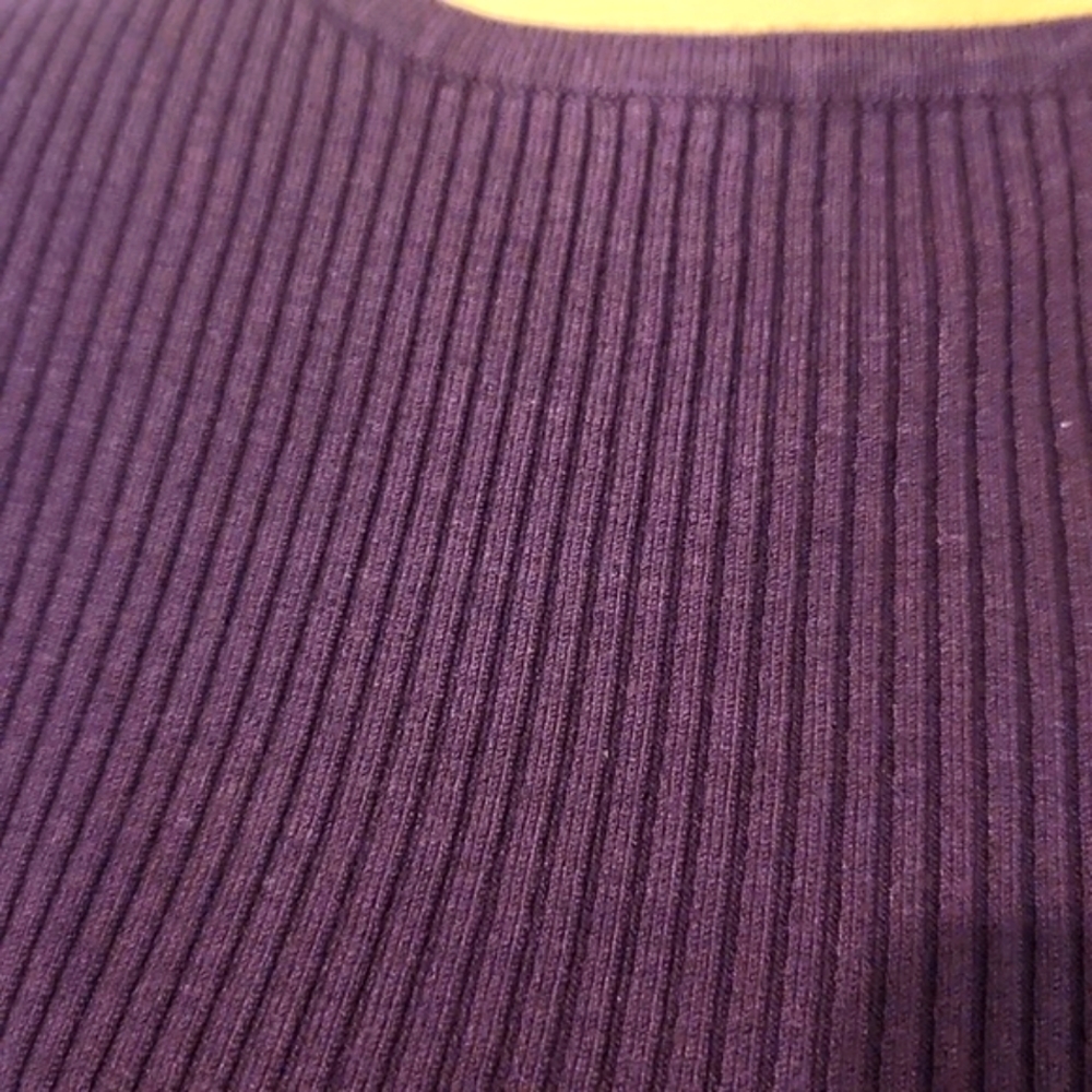 INC Purple Ribbed Keyhole Shirt - Picture 4 of 6
